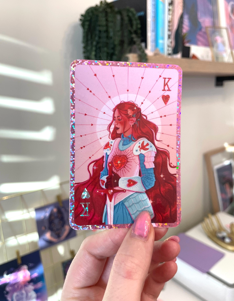 Knight of Hearts Glittery Sticker