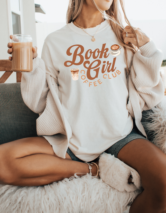 Book Girl Coffee Club TShirt Dark