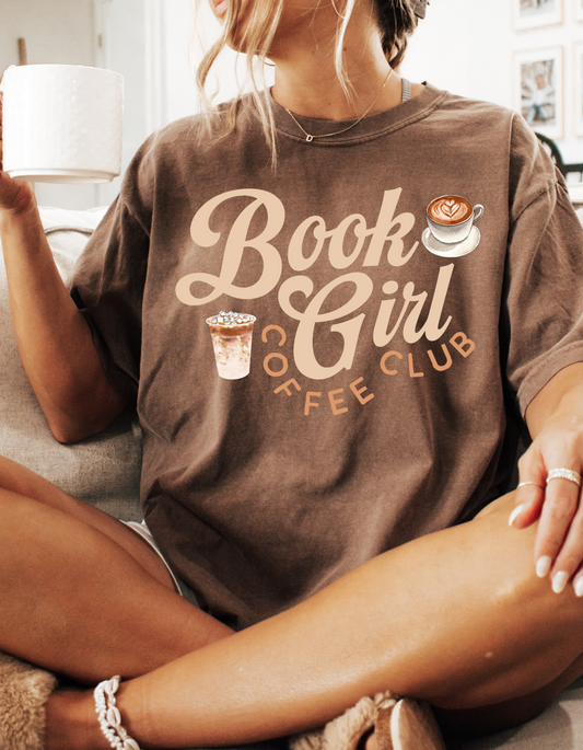Book Girl Coffee Club Tshirt Light