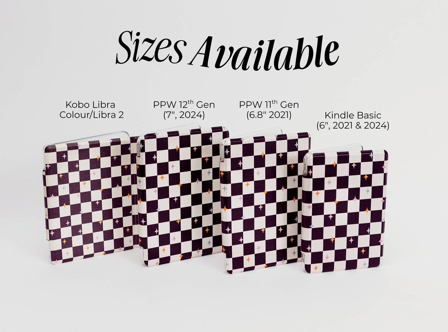 Retro Checkered Clear Back & Handle Kindle & Kobo Case