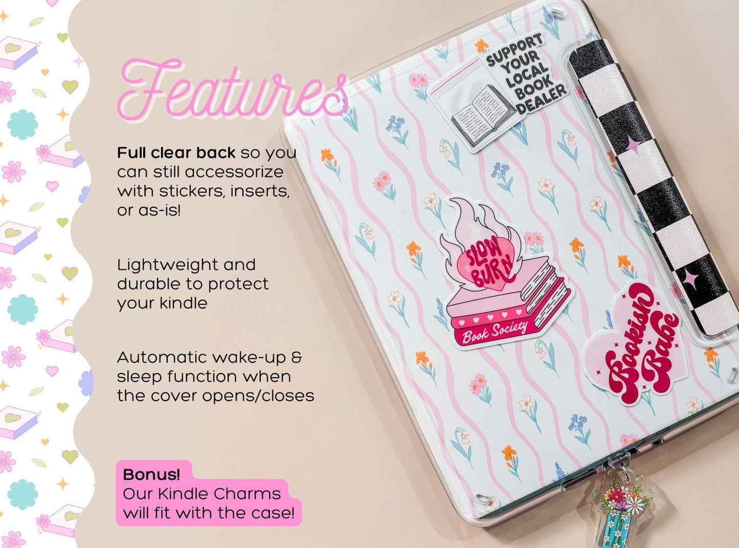 Cherries with a Book Whore e-Reader Case w/ Clear Back