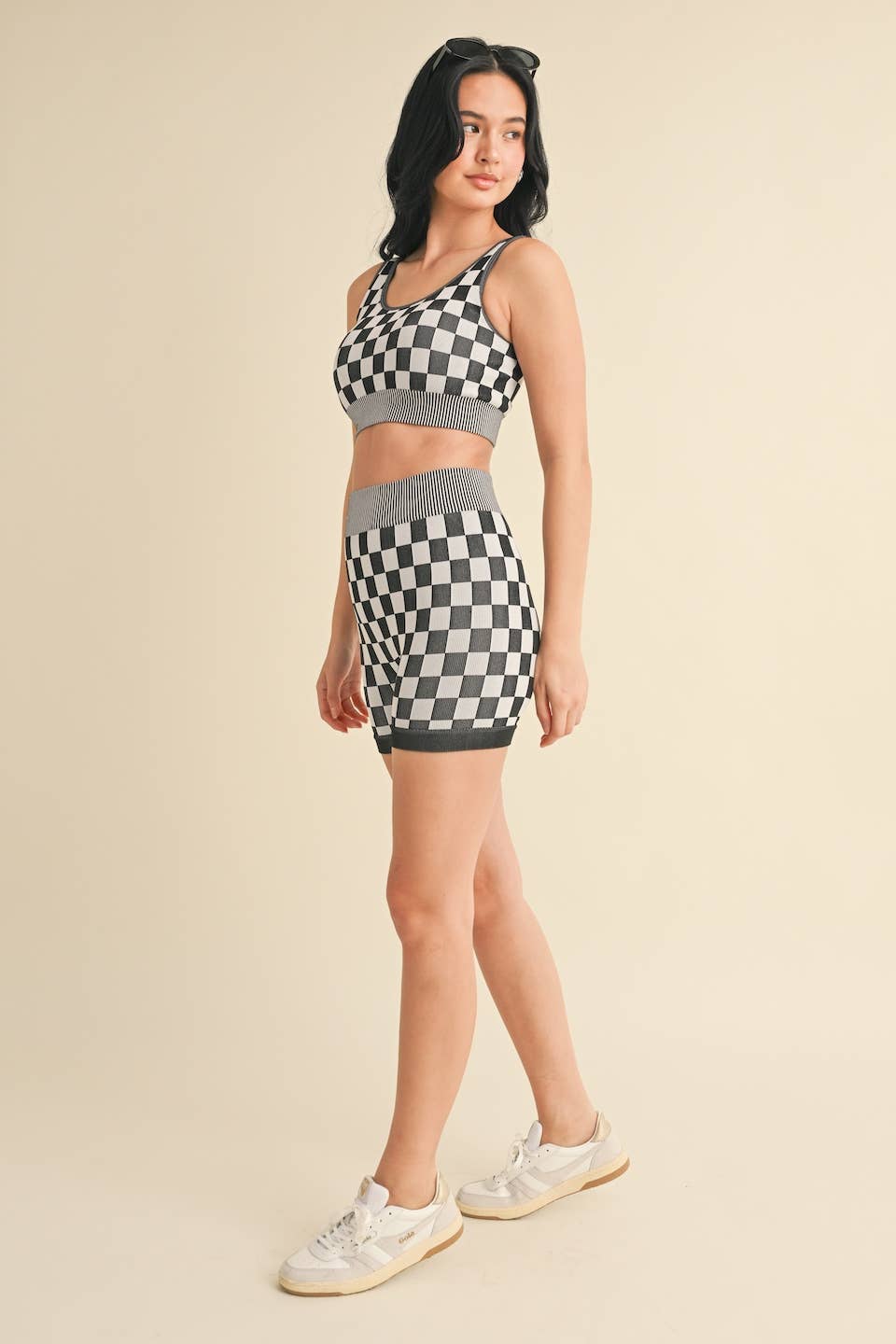 Checkmate Cropped Two Piece Set: Black / M