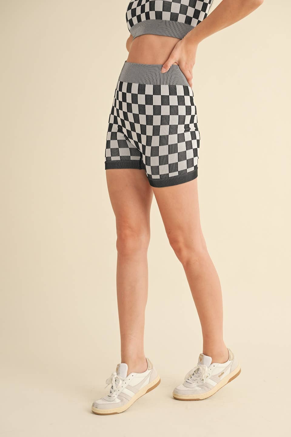 Checkmate Cropped Two Piece Set: Pink / M