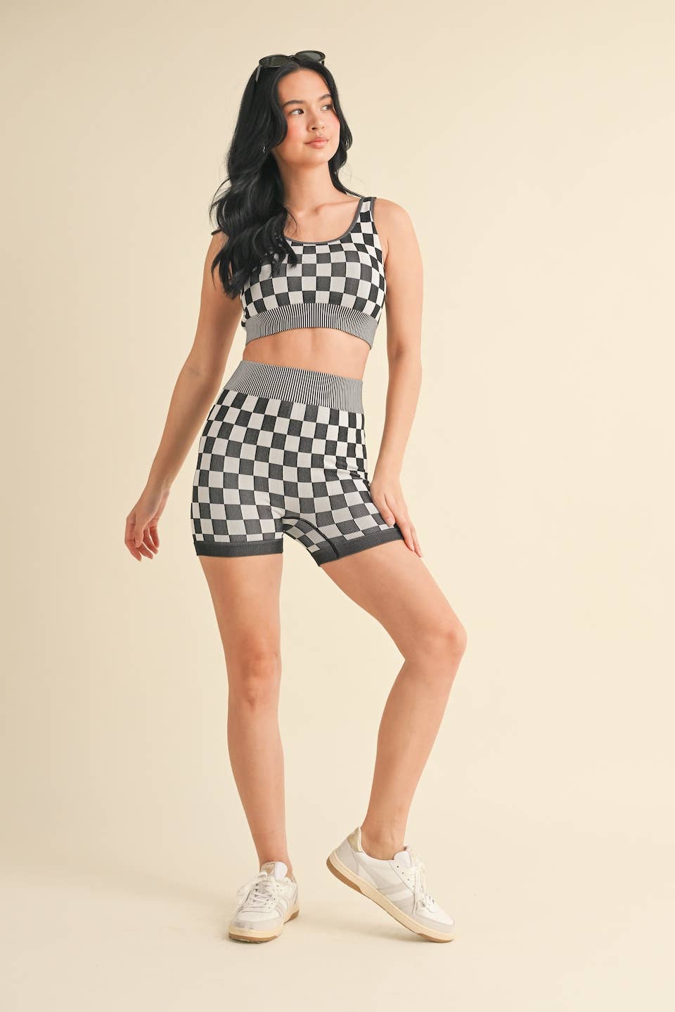 Checkmate Cropped Two Piece Set: Black / M