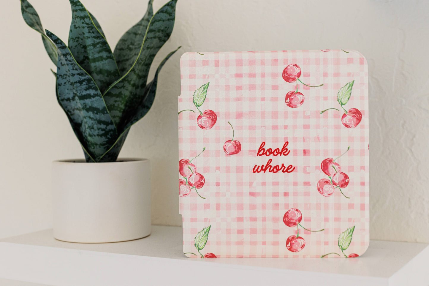 Cherries with a Book Whore e-Reader Case w/ Clear Back