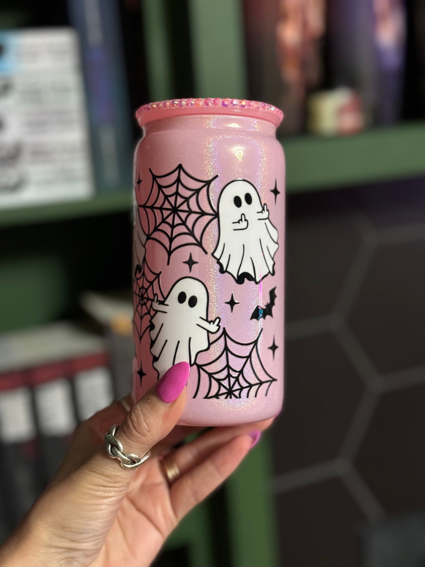 Ghost + web middle finger cup