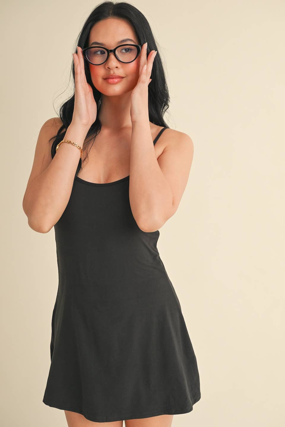 Soft Knit Jersey Cami Dress: Black / L