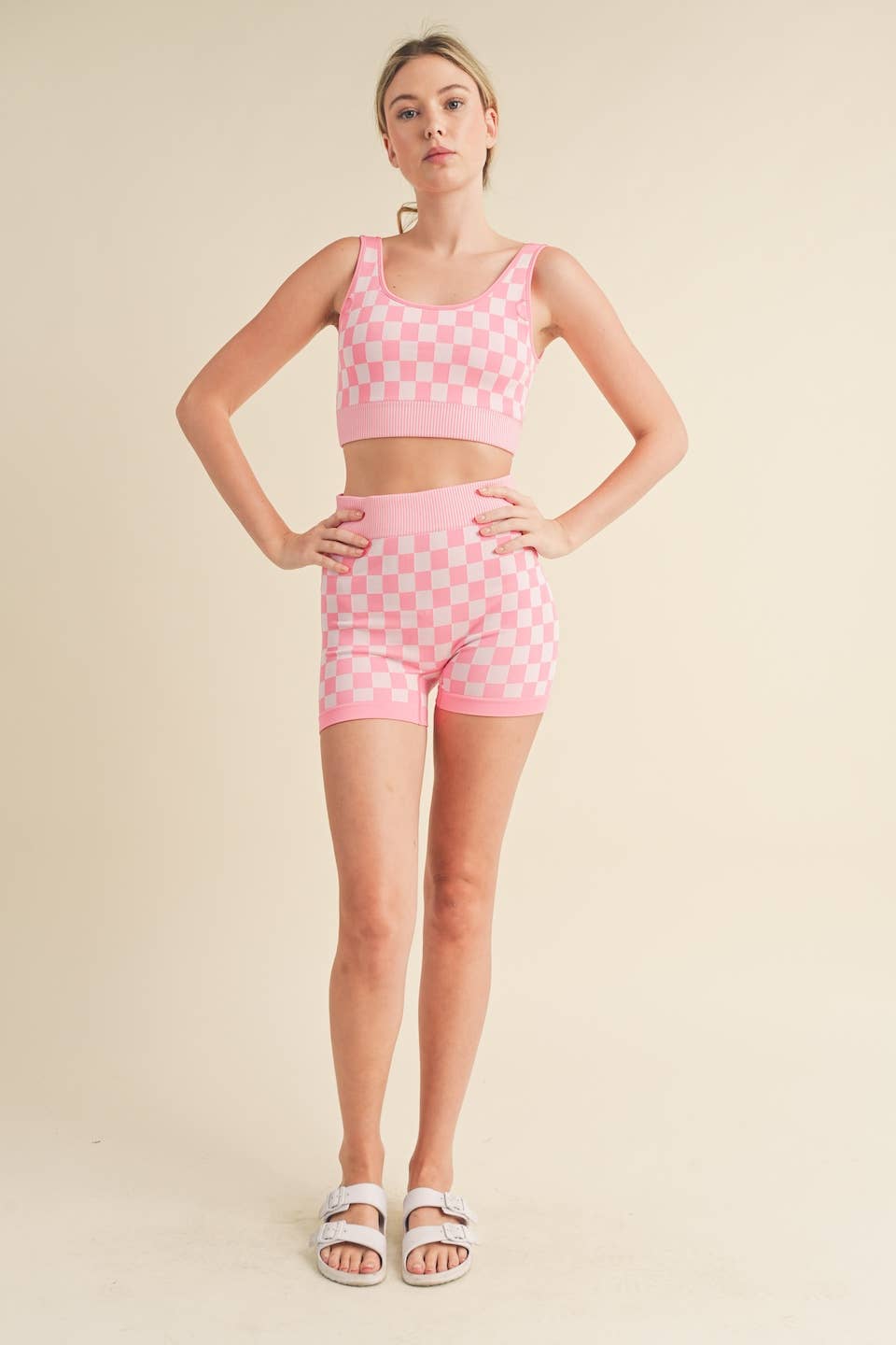 Checkmate Cropped Two Piece Set: Black / M
