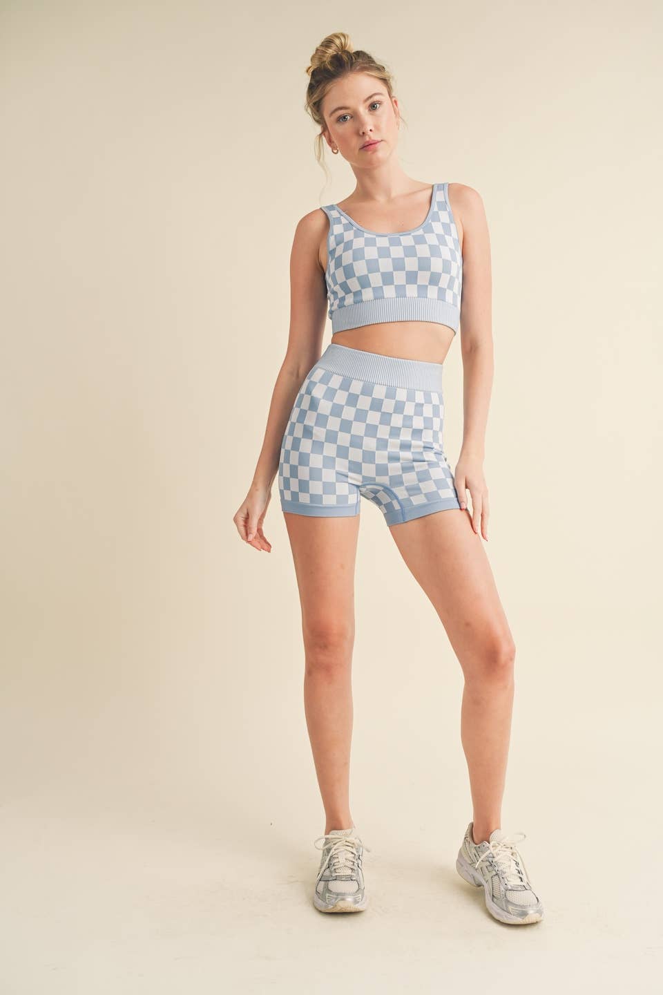 Checkmate Cropped Two Piece Set: Pink / M