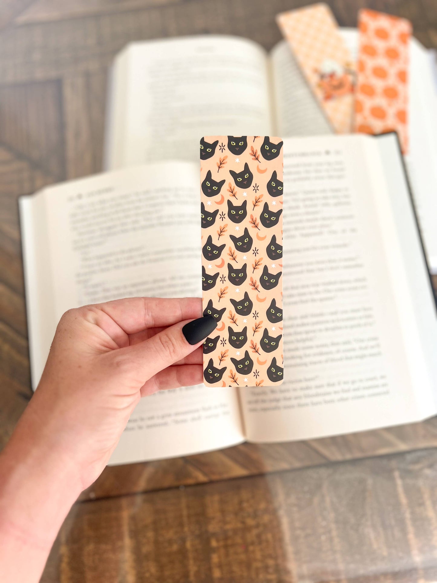 Bookish Ghost Bookmark, Black Cats, Pumpkins
