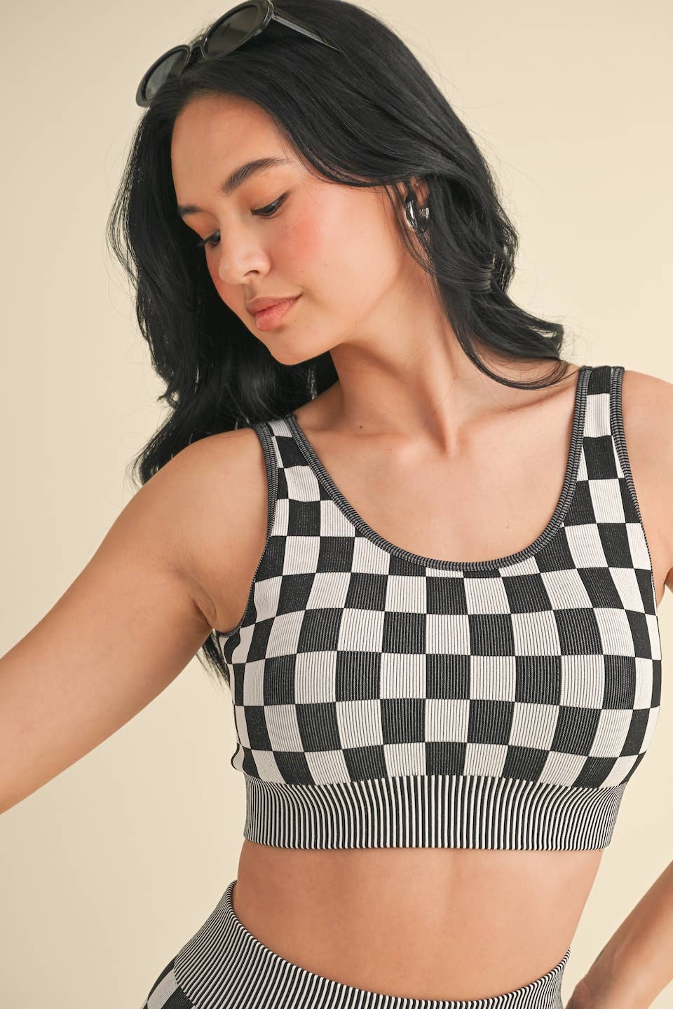 Checkmate Cropped Two Piece Set: Black / M