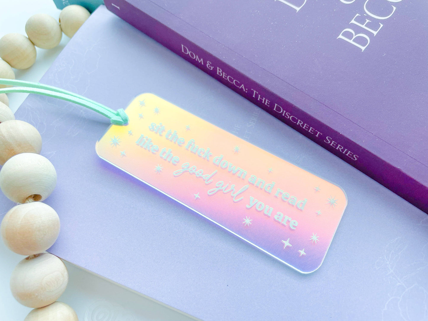Sit The F*** Down and Read - *Mini* Iridescent Bookmark: Mint Green