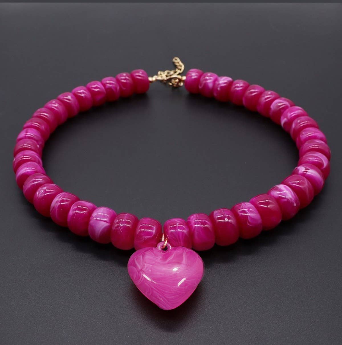 Heart Pendant Resin Beaded Necklaces | 40NK9701