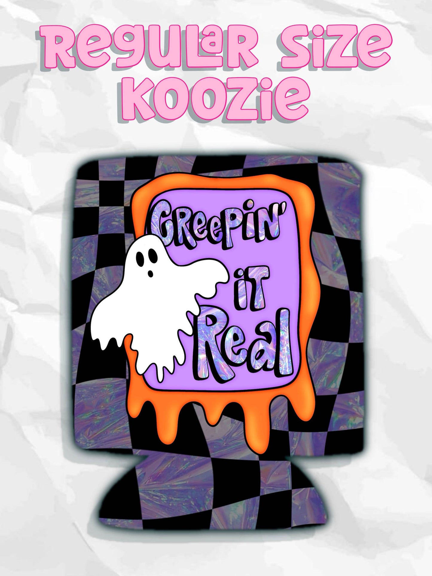 Creepin’ it real Halloween ghost koozies