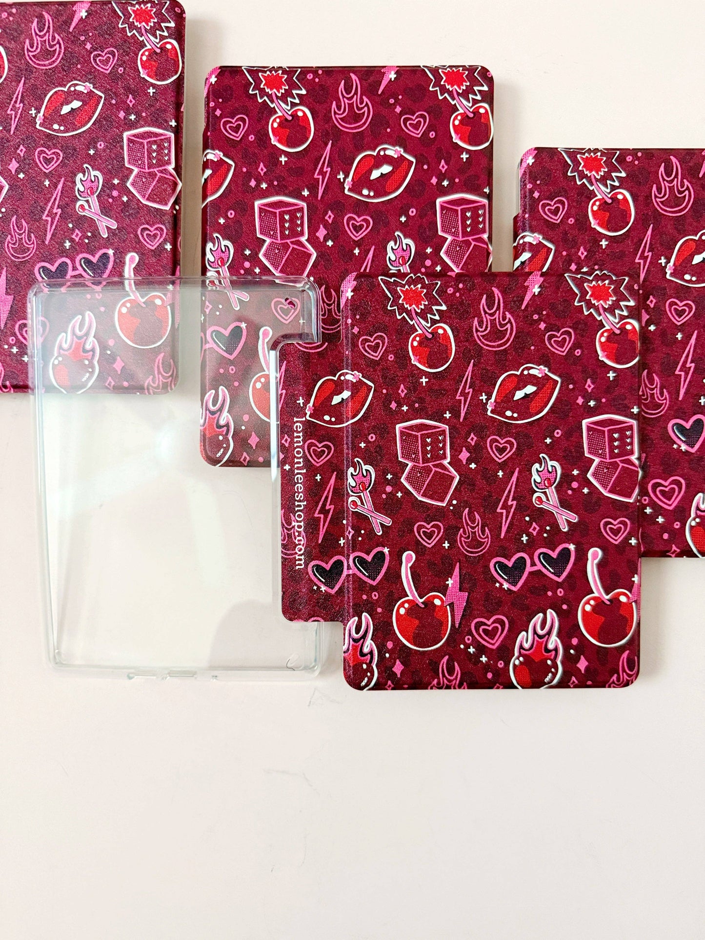 The Best of Both Kindle Case Cover with Clear Back and Cover Strap - Cherry Bomb - 11th + 12th Gen Paperwhite and Kindle Basic