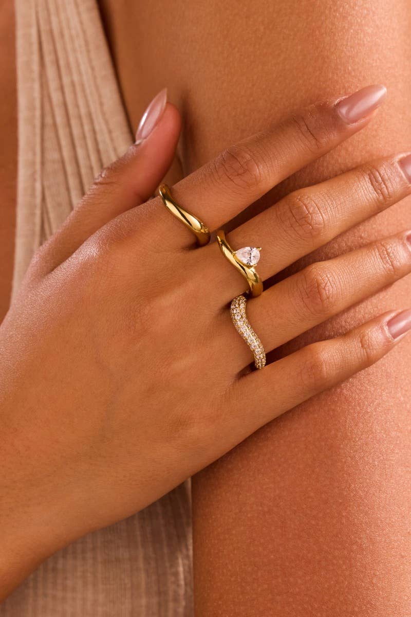 18K STAINLESS STEEL TARNISH FREE RHINESTONE RING SET| 40R141