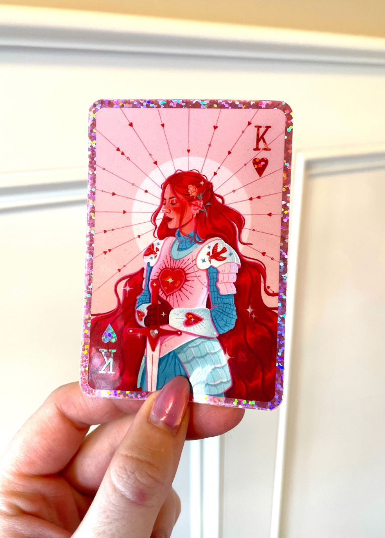 Knight of Hearts Glittery Sticker