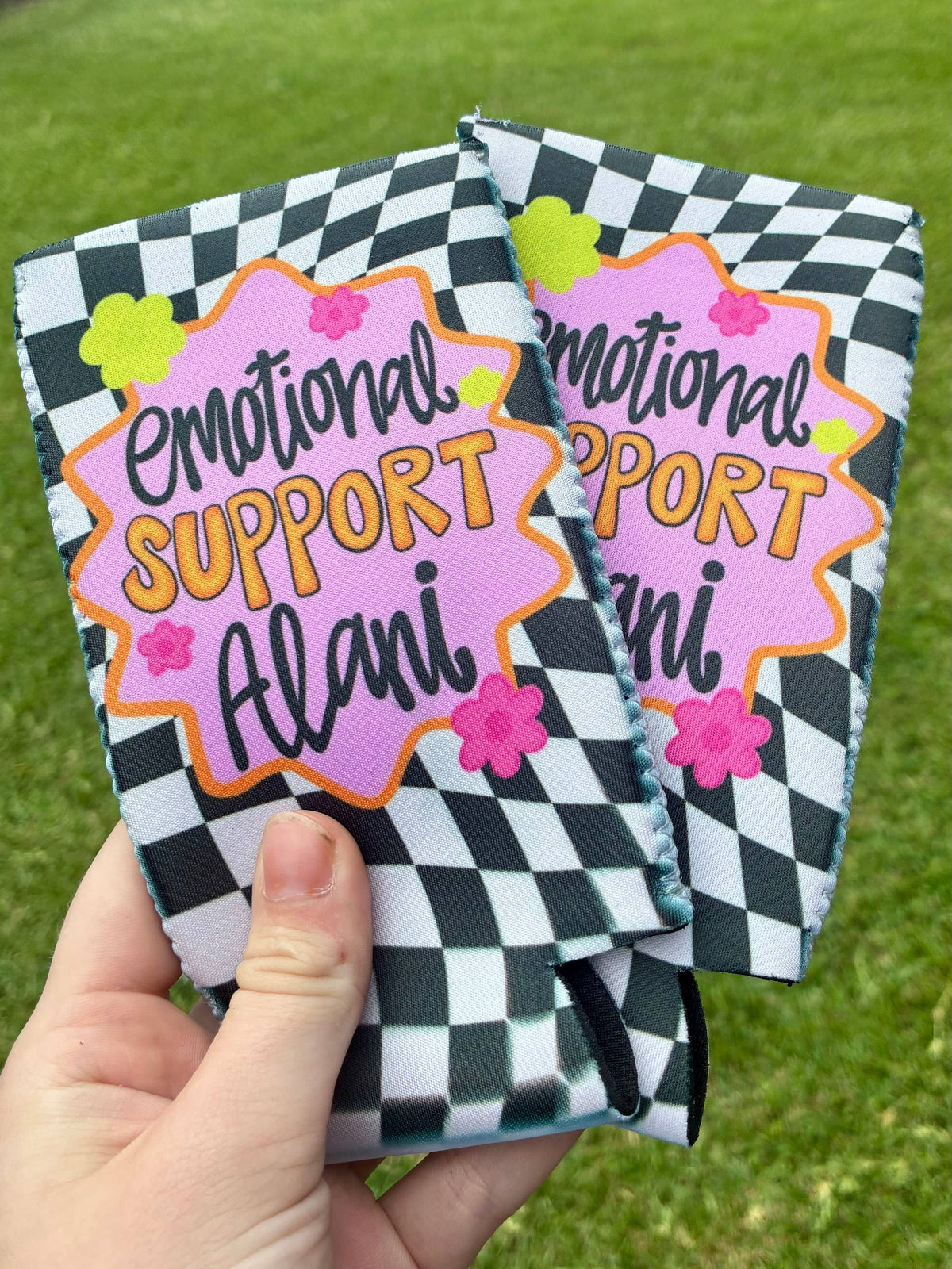 Emotional support alani can koozies
