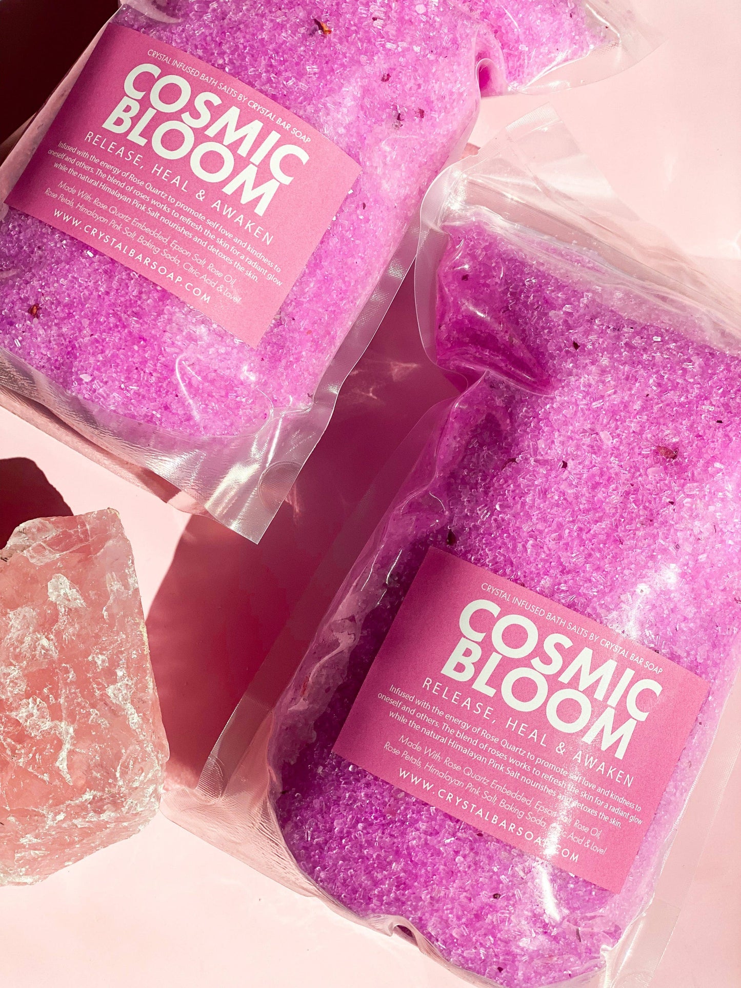 COSMIC BLOOM 30 oz Crystal Infused Mineral Soaking Salt