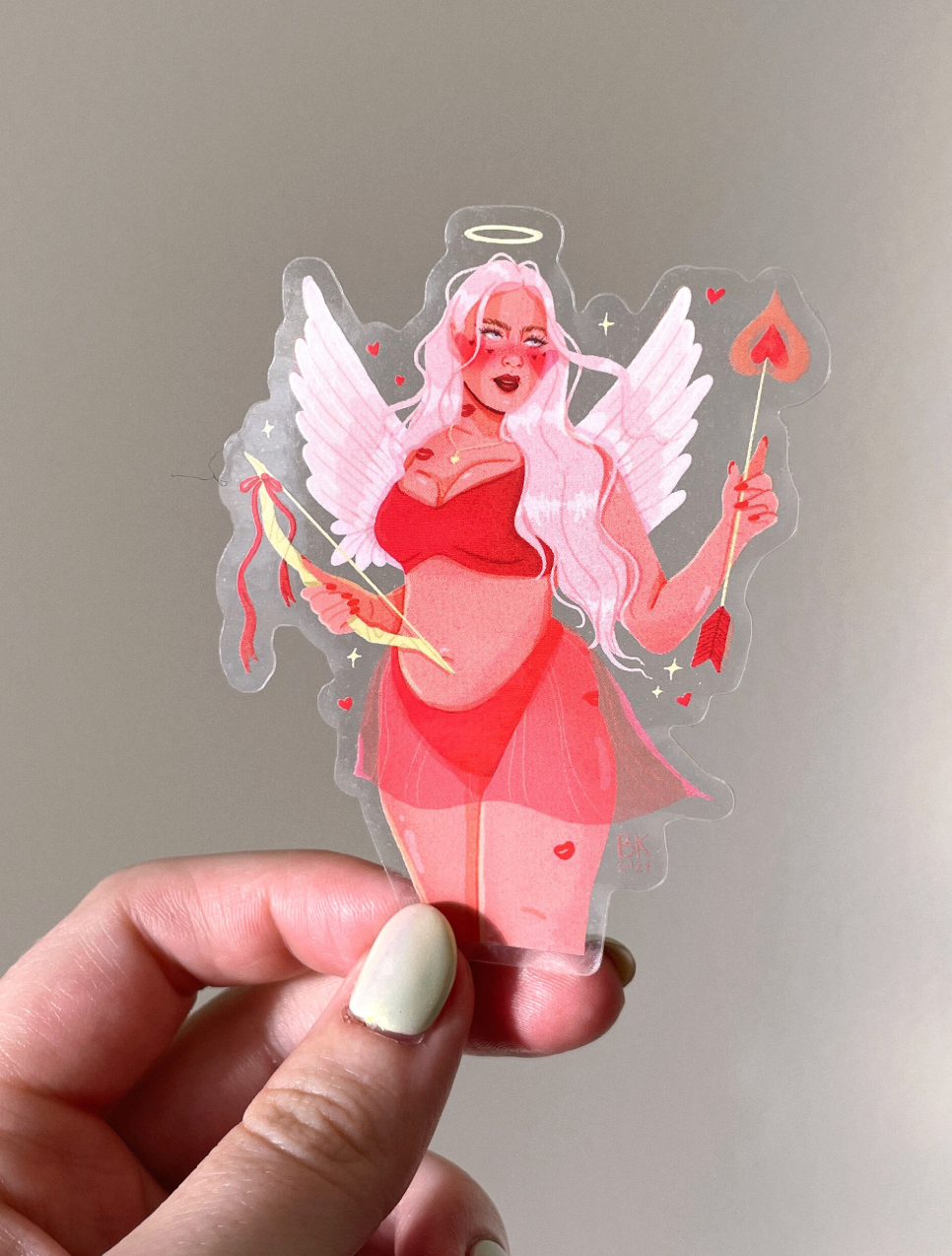 Curvy Cupid Clear Back Sticker