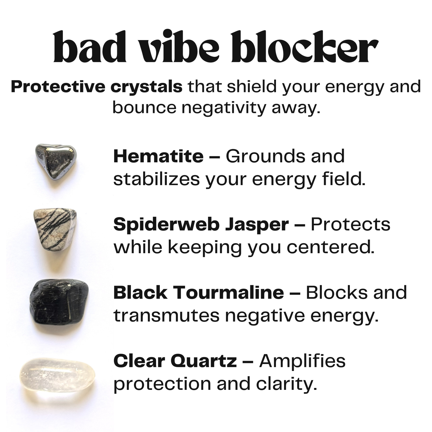 Bad vibe blocker - crystals for protection - fun cheeky gift set