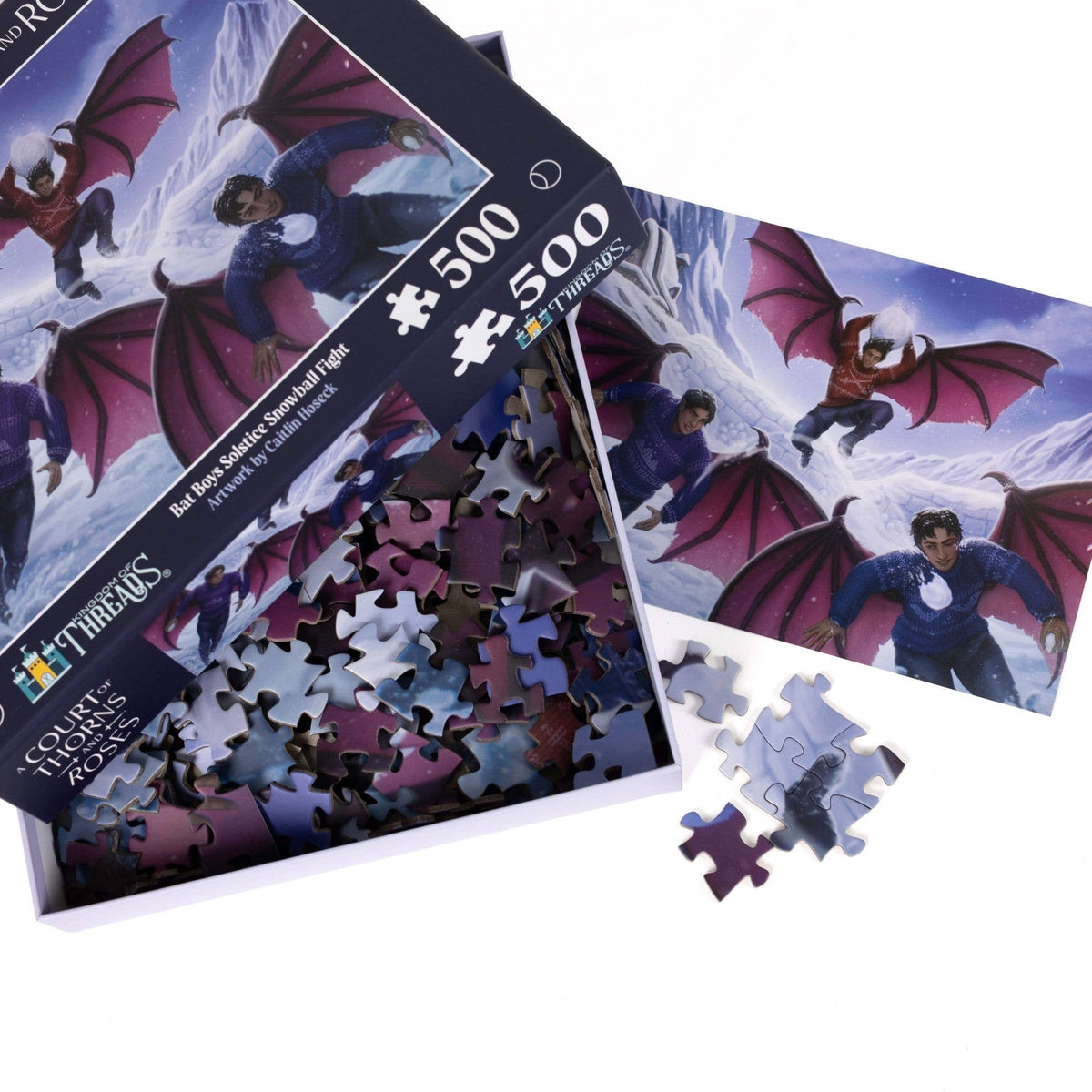 Bat Boys Solstice Snowball Fight 500-Piece Puzzle | ACOTAR