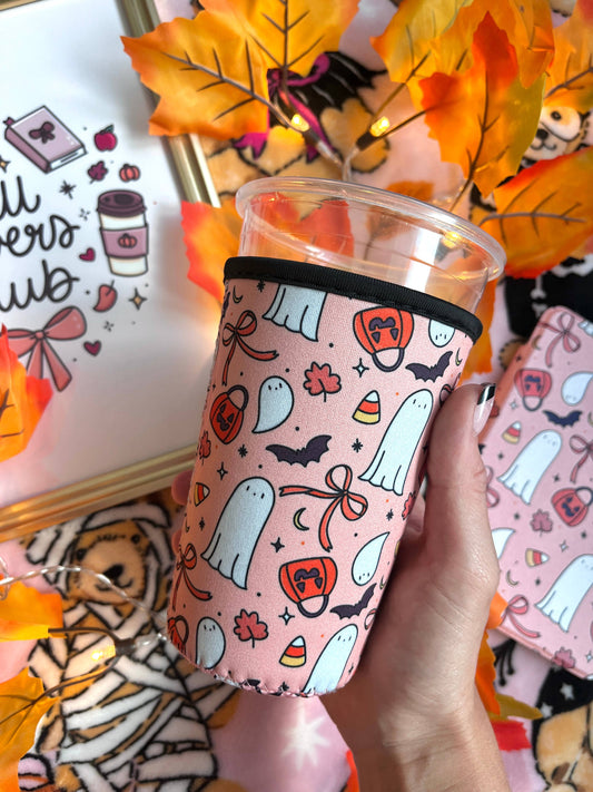 Halloween Iced Coffee Sleeve- 16oz Drink Koozi