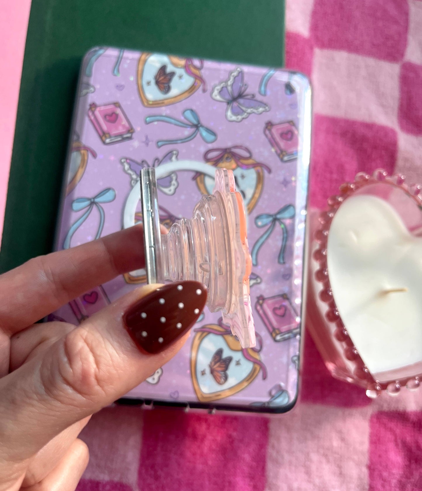 Butterfly Locket Magnetic Grip- E-reader and phone grip  
