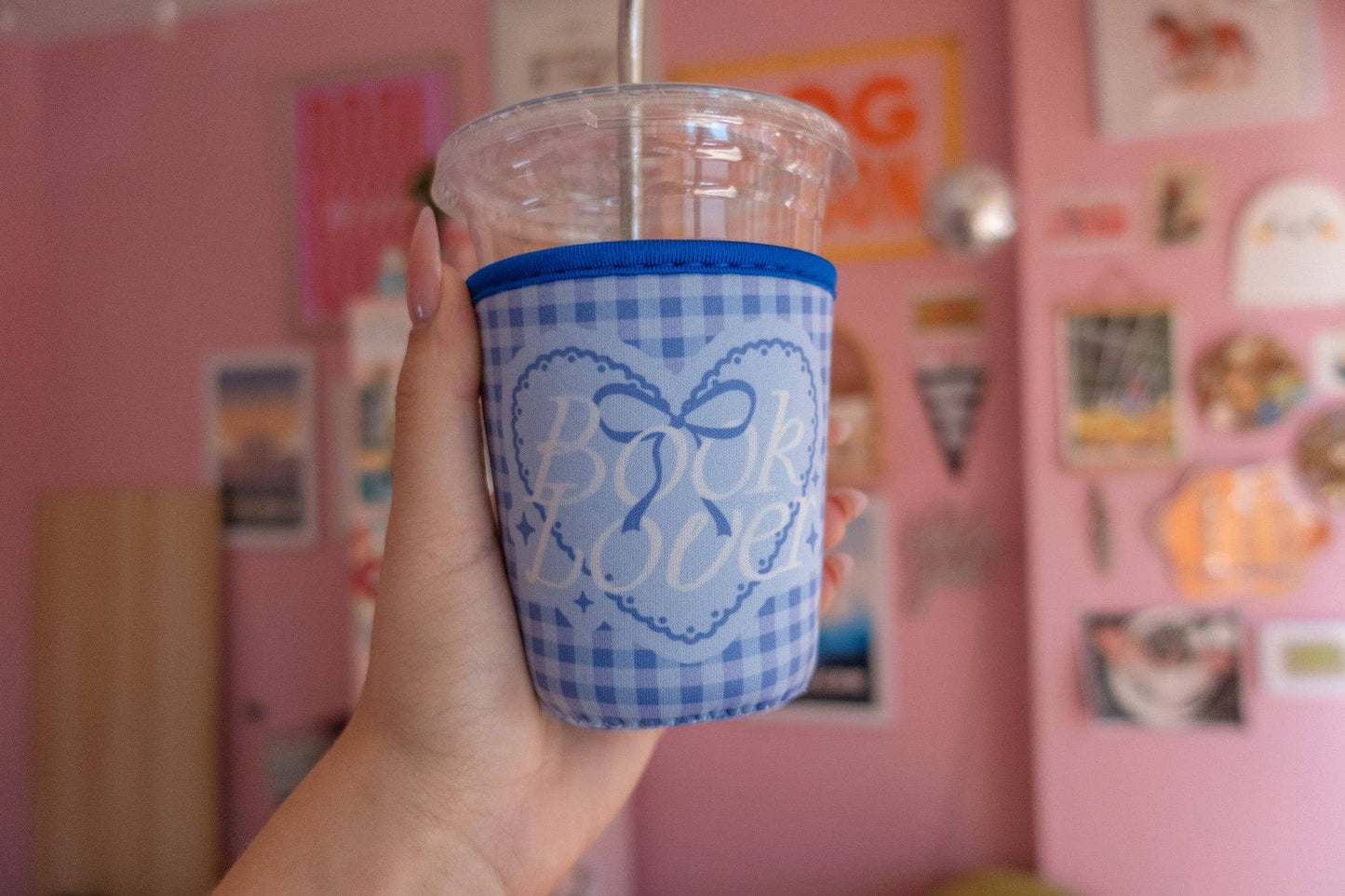 Book Lover [blue gingham] Coffee Sleeve
