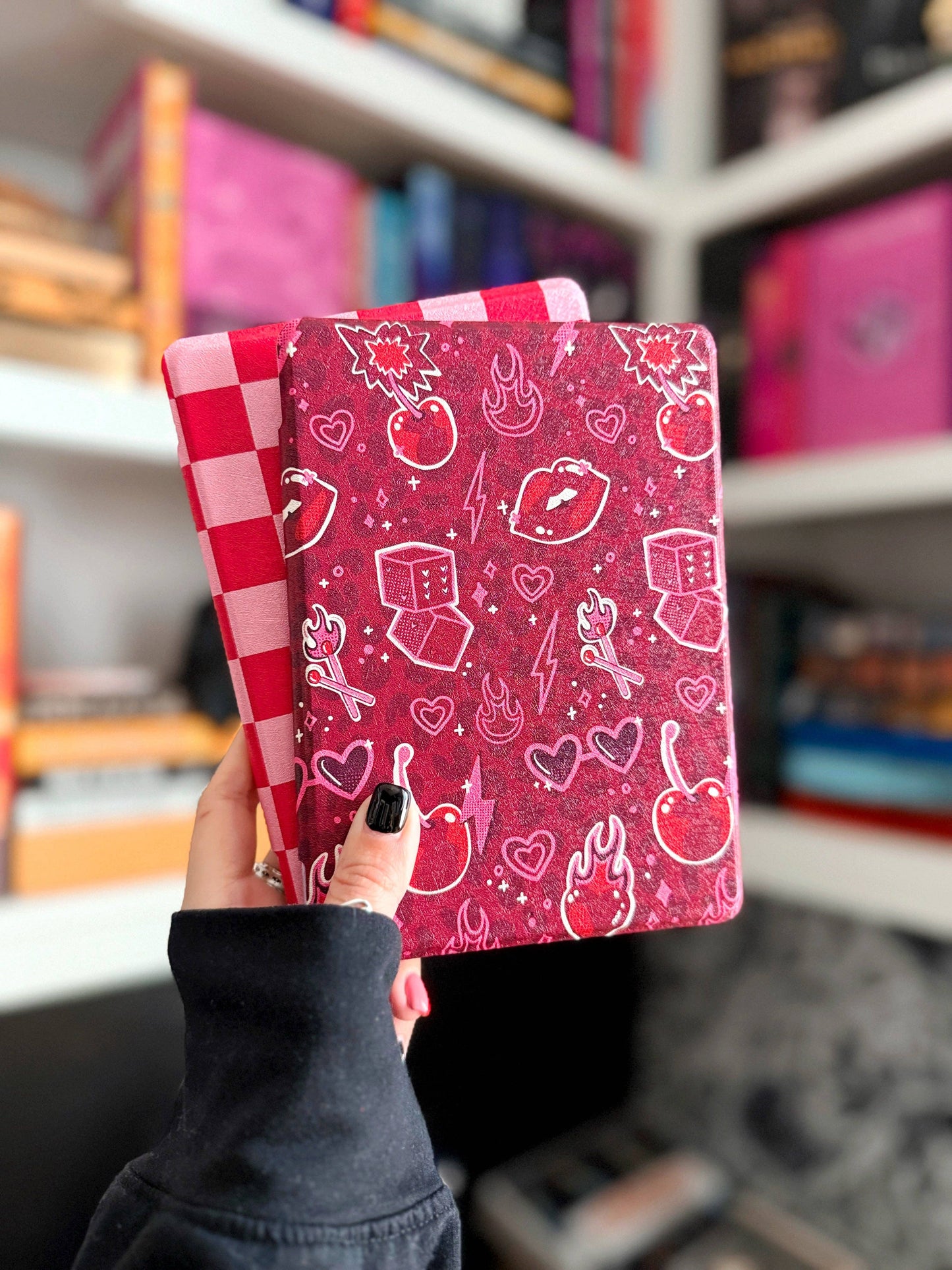 The Best of Both Kindle Case Cover with Clear Back and Cover Strap - Cherry Bomb - 11th + 12th Gen Paperwhite and Kindle Basic