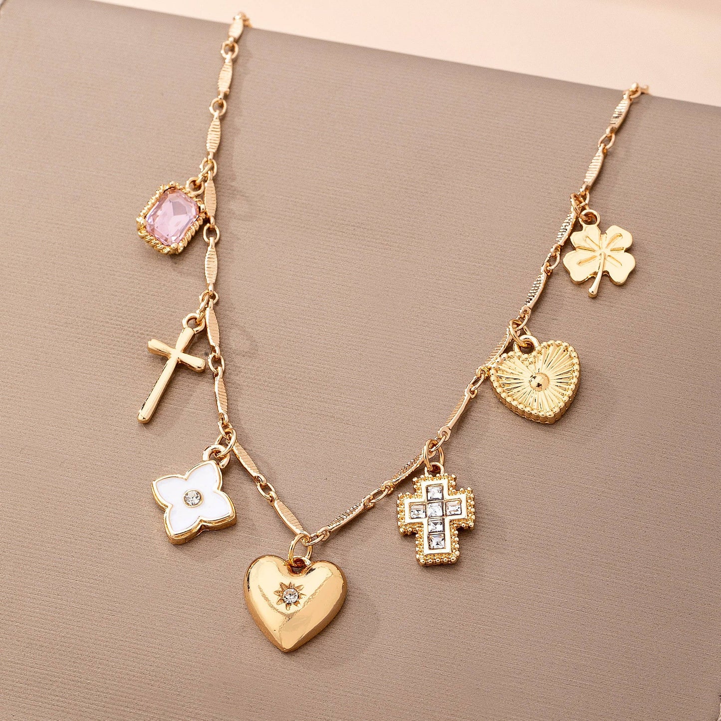 CHARM NECKLACE-crosses hearts flowers clovers | 80N92807