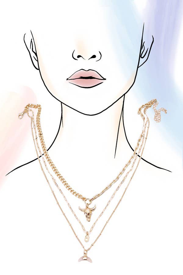 BULL HORN MULTI LAYER NECKLACE | 80N243