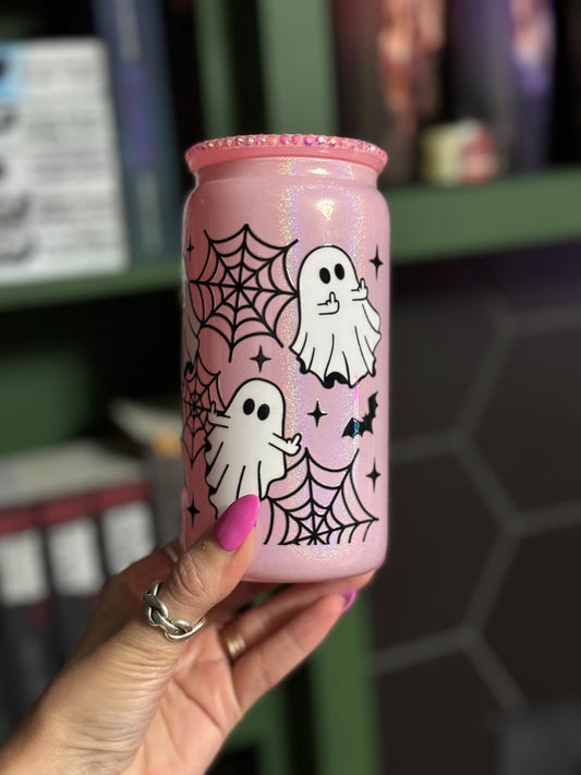 Ghost + web middle finger cup