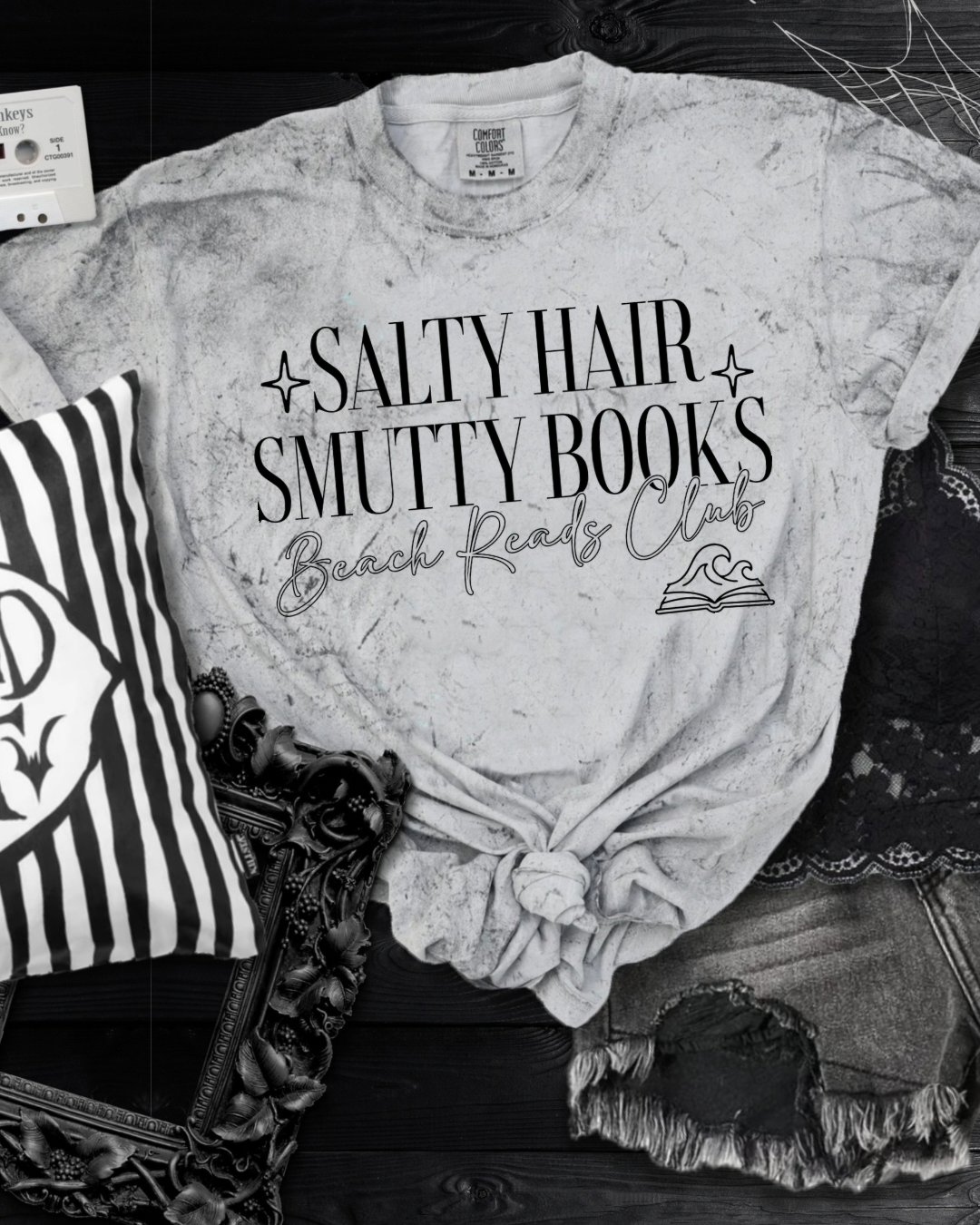 salty hair smutty books - grey tie dye comfort colors