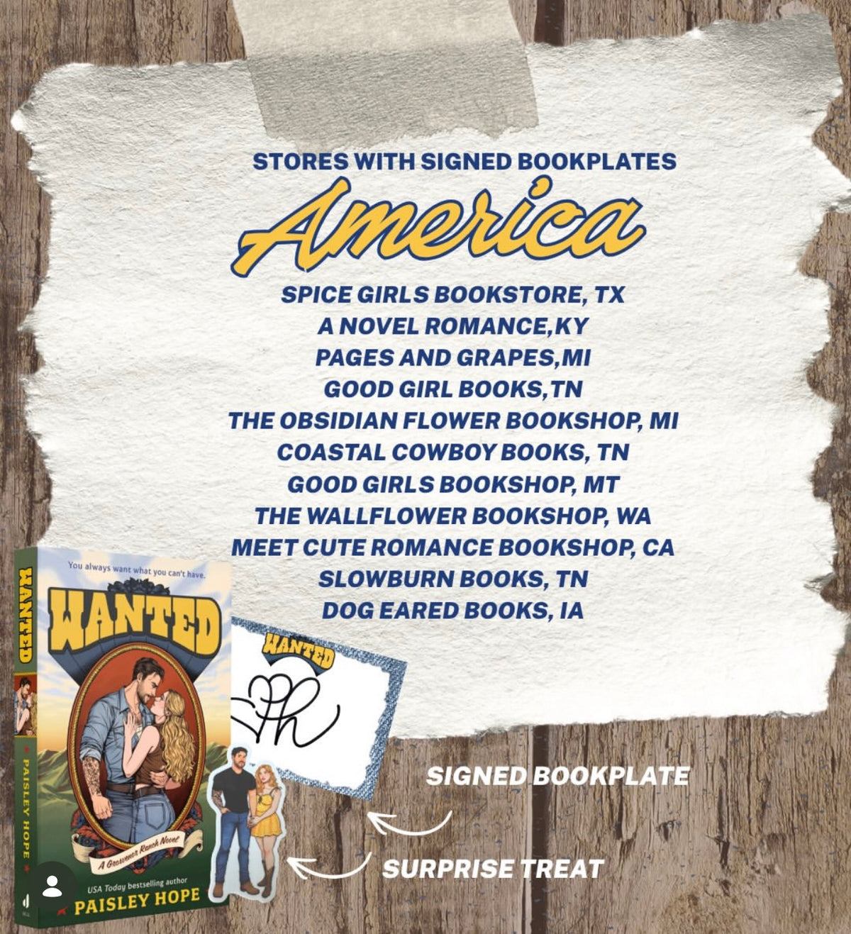 [Signed Bookplate] Wanted by Paisley Hope
