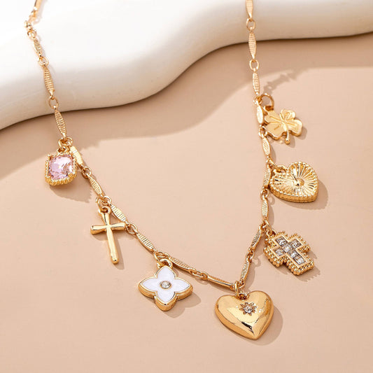 CHARM NECKLACE-crosses hearts flowers clovers | 80N92807