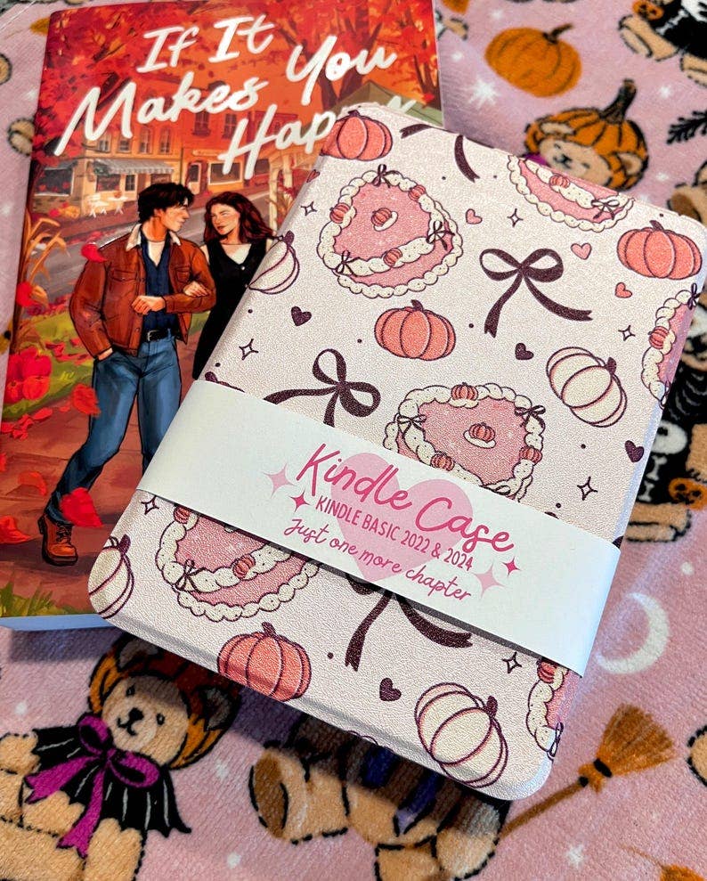 Pumpkin Kindle Case – Hand-Drawn E-Reader Cover with Hand Strap