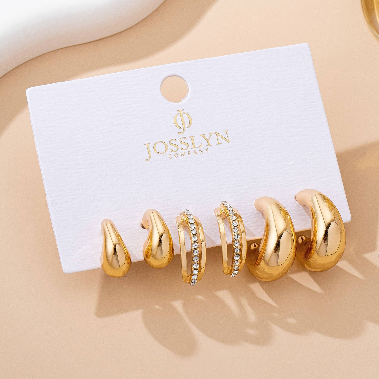 Chunky Hoop Rhinestone Trio Earring Set | 80E61673
