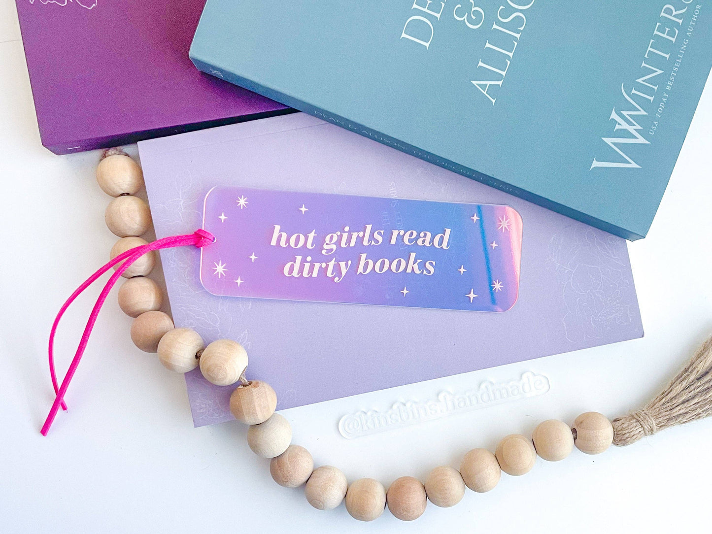 Hot Girls Read Dirty Books - Shiny Iridescent Bookmark: Hot Pink