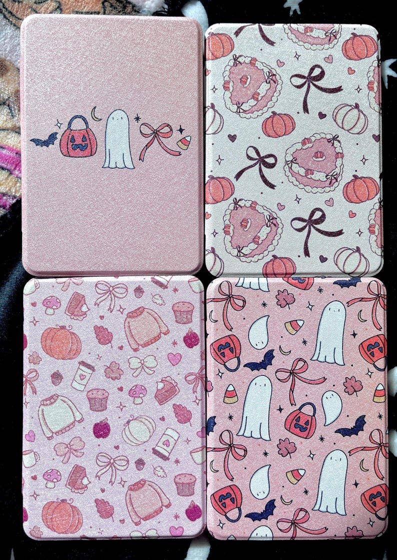 Pumpkin Kindle Case – Hand-Drawn E-Reader Cover with Hand Strap