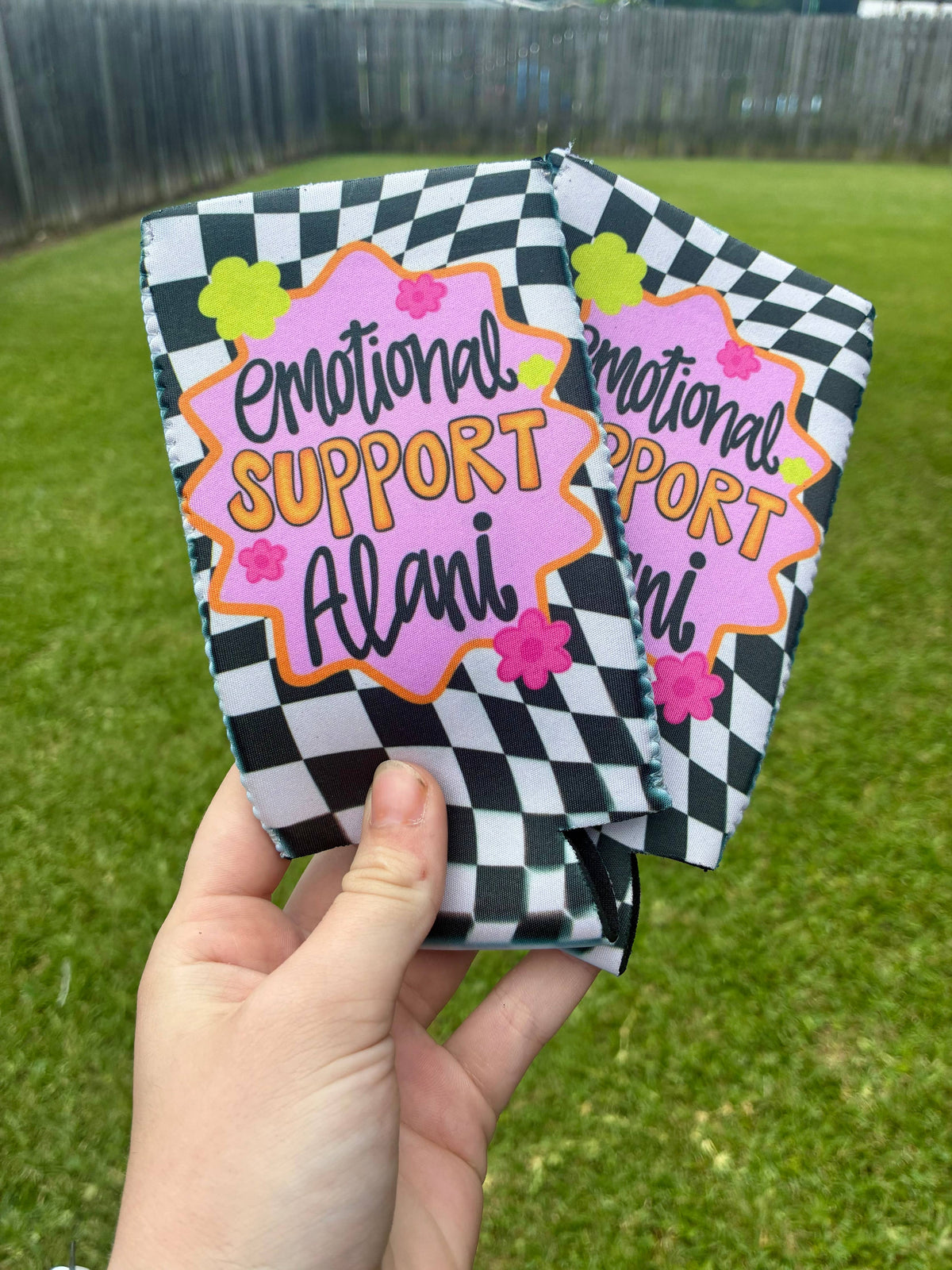 Emotional support alani can koozies
