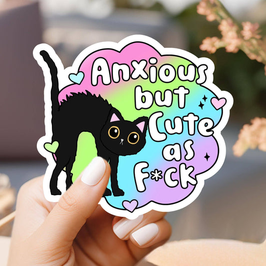 Anxious but Cute AF, Waterproof Vinyl Sticker